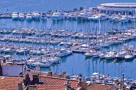 Hafen von Cannes Panorama Blick foto